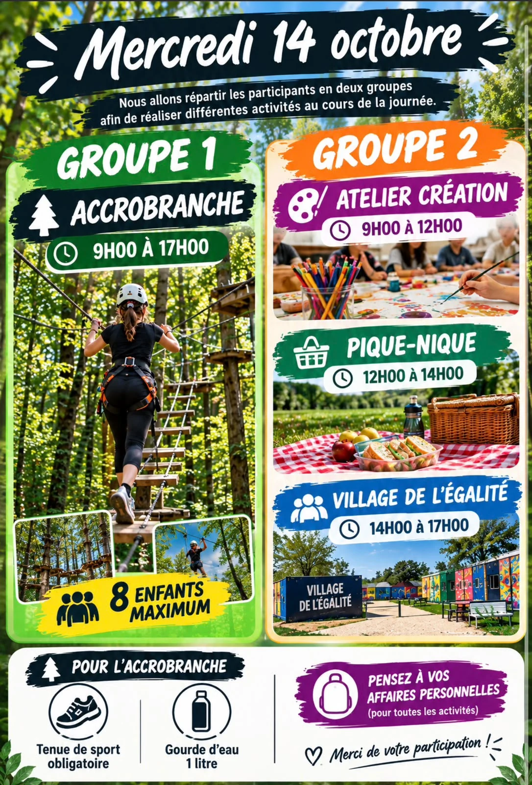 Activités du mercredi 14 octobre
